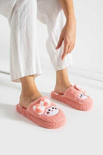 modastilin Women's Plush House Slippers Soft Soled Winter Comfortable Slippers with Bow Tie and Character Figures