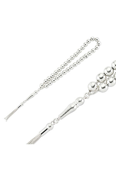 STUMBANNG مسبحة مسطحة مستديرة فضية