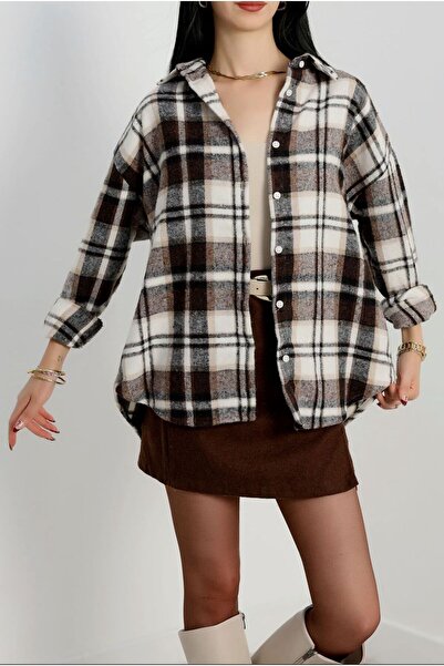 MODA KAHVE BEYAZ ODUNCU GÖMLEK