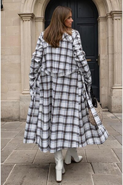 Pasaklı Giyim Kadın Uzun Oversize Kemerli Cepli Gabardin Trençkot (Astarsız) 3564
