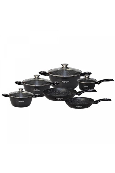 cheffinger Set oale, marmorate, 10 piese Negru, inductie