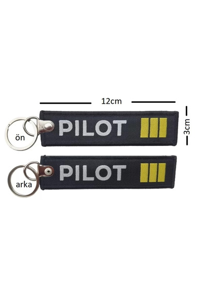 Havaci Market Pilot 4 Altın Dört Sırma Çizgili Siyah Remove Before Flight Bez...