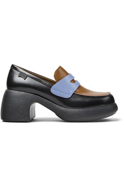 CAMPER Twins Leather Women's Multi-Colored Loafer Heeled Shoes