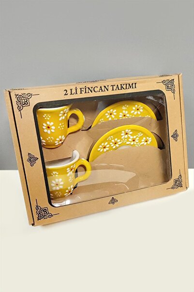 CT STONES طقم فناجين سيراميك مزدوجة بنقشة البابونج