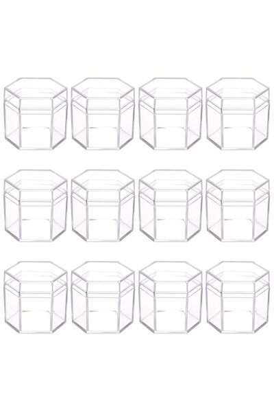 Generic Brand BENECREAT 21Pack Clear Acrylic Boxes Hexagon Small Plastic Bead...
