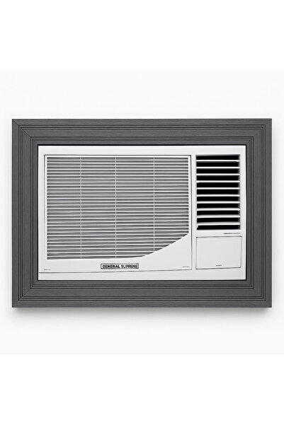 BHNS White colored wooden window air conditioner frame, ready-made air conditioner frames, decorative frame, dust and insect resistant, easy to disassemble and install