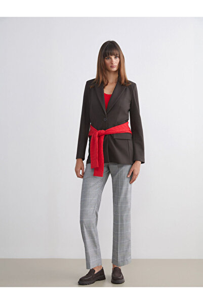LC Waikiki Lcw Vision Black Dar Fit Plaid Women's Trousers
