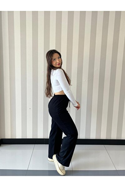 ELSEBUTİKTR Women's Soft High Waist Wide Leg Modal Fabric Pants