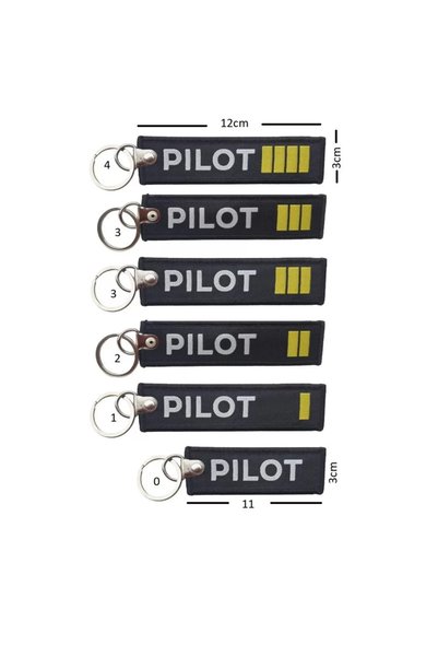 Havaci Market Pilot 2 Gold Double Glazed Striped Black Remove before Flight Cloth Keychain