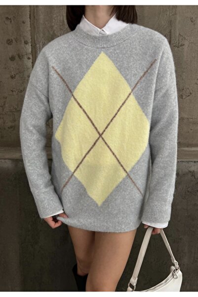 fujya Baklava Pattern Oversize Iris Knitwear Sweater