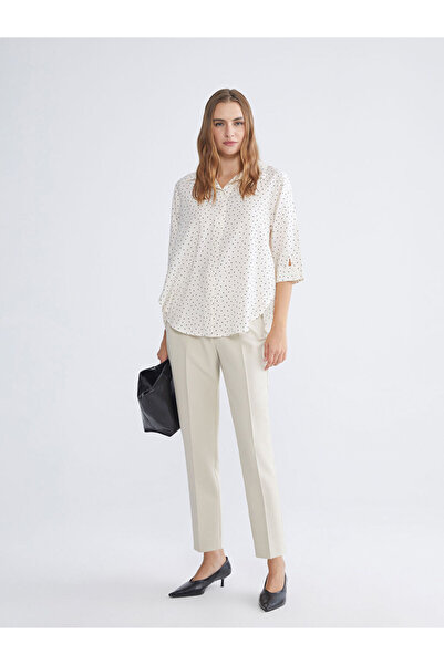 LC Waikiki Lcwaikiki classic beige high-waisted carrot fit women's pleated pants