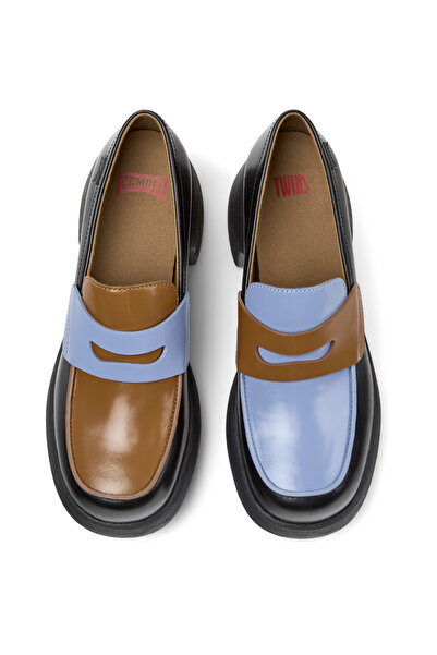 CAMPER Twins Leather Women's Multi-Colored Loafer Heeled Shoes