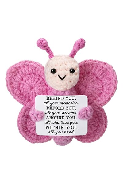Generic Emotional Support Gift Handmade Crochet Butterfly with Inspirational ...