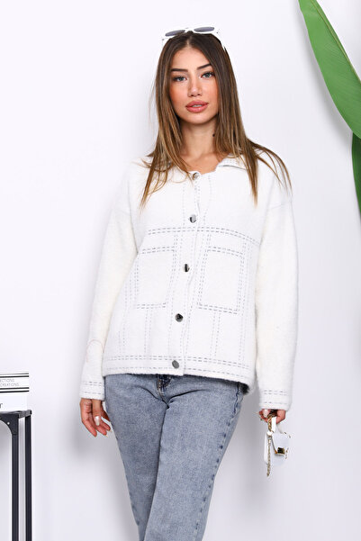 İmajButik كارديجان تريكو ناعم من أنجورا بلون الكريم