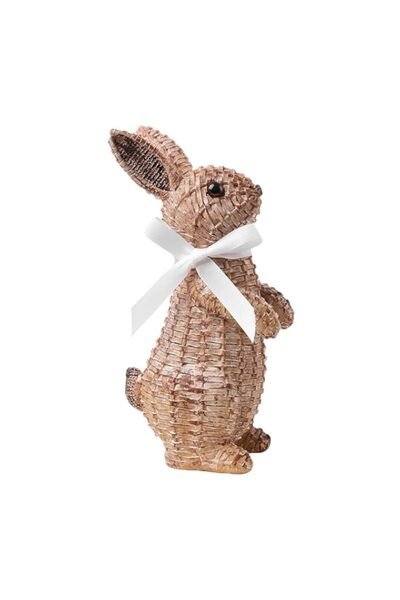 Generic maytopia Rattan Effect Resin Rabbit Garden Statue Decor Wicker Bunny ...