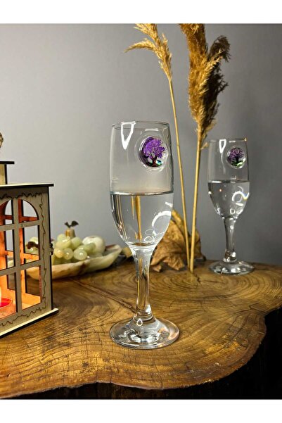ZEMİRA HOME Champagne Glass with Tree Figure, Set of 2