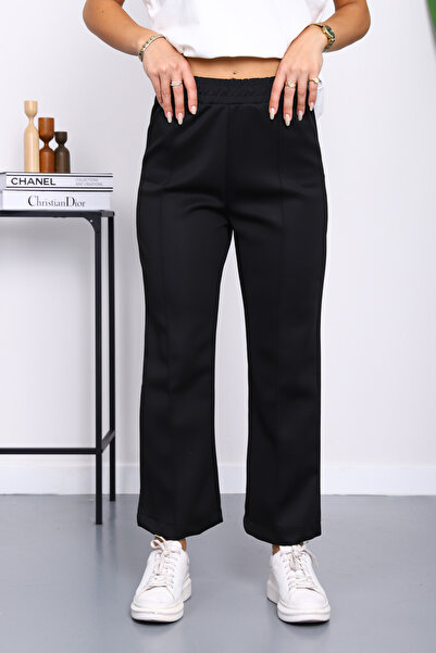 İmajButik Siyah Önden Dikişli Scuba Pantolon