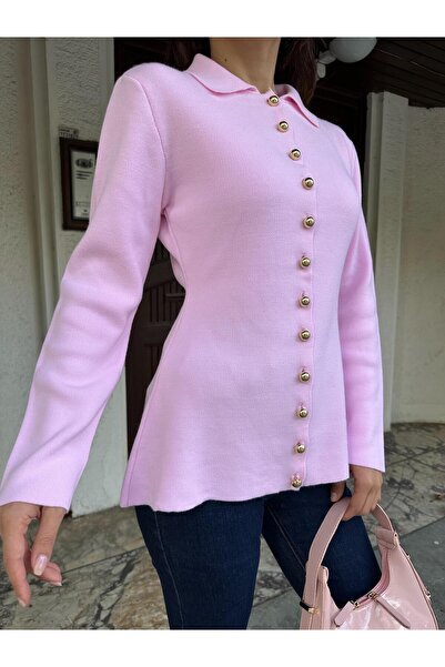TOFİX textile Triko Hırka Yakalı Önünden Düğmeli