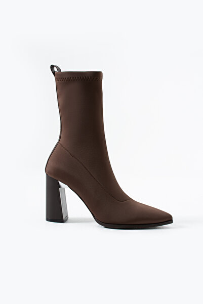 Siena Shoes Yuri Kadın Streç Scuba Topuklu Kadın Bot Kahve