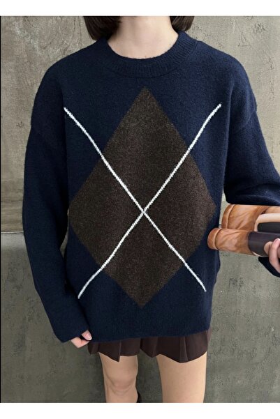 fujya Baklava Pattern Oversize Iris Knitwear Sweater