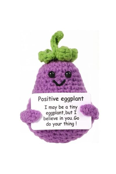 Generic Brand HANNEA® Handmade Crochet Eggplant Toys Desk Decor with Positive...