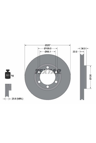 TEXTAR Disc Frana Isuzu Campo/Gemini/Trooper 1 Opel Campo/Frontera A