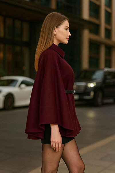 beeke Kless Women's Oversize Belted Detailed Comfortable Fabric Poncho 2025