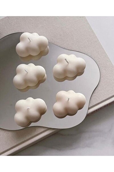 Loş Dükkan Bulut Şekilli Mum 5 Adet Beyaz