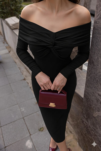 JANES Rochie maxi pentru femei, cu mâneci lungi, cu guler Madonna, cu detaliu...