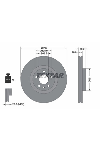 TEXTAR Disc Frana Ford Mondeo 5 Turnier Lincoln Mkz