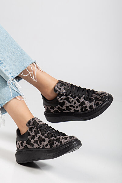 Erceka Sportovní obuv pro volný čas Dámské tenisky Šněrovací Leopardí černo-bílo-hnědá