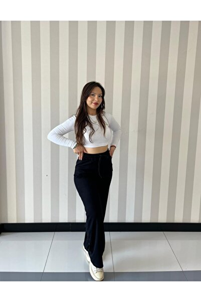 ELSEBUTİKTR Women's Soft High Waist Wide Leg Modal Fabric Pants