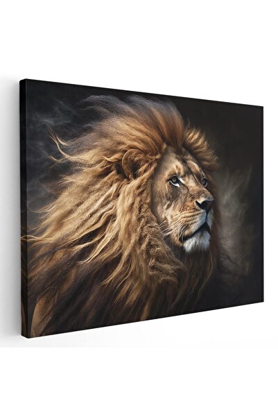 Tablou Canvas portret leu, maro, crem, negru, cod 1123