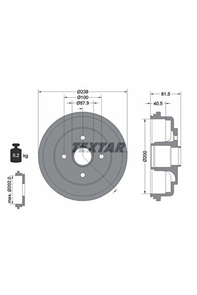 TEXTAR Tambur Frana Suzuki Swift 3 2005-2010