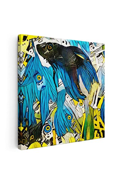 Tablou Canvas Tablou pictura peste fundal forme abstracte, albastru, cod 1407