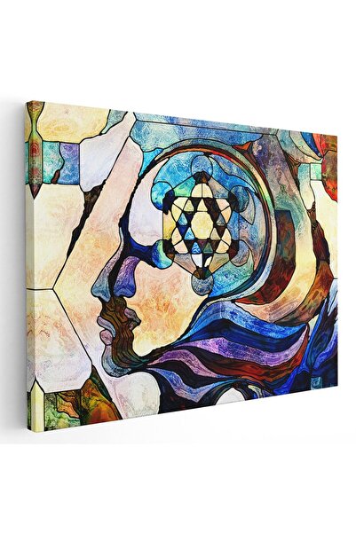 Tablou Canvas Tablou vitraliu profil uman forme geometrice, cod 1967