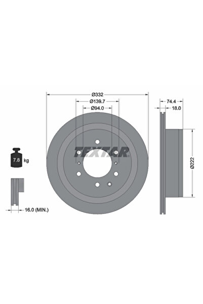 TEXTAR Спирачен диск Mitsubishi Pajero 4/Pajero Classic/Pajero Sport 1