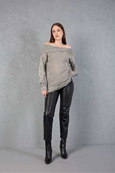 sumoda Pulover pentru femei Madonna cu guler, cu mânecă lungă, confortabil, d...