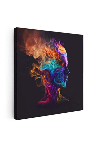 Tablou Canvas Tablou profil uman creat din valuri de fum multicolor, cod 1637