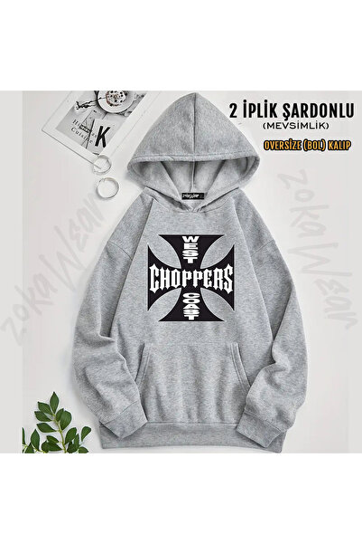 ZOKAWEAR سويت شيرت بقلنسوة بتصميم West Coast Choppers (2 خيطان)