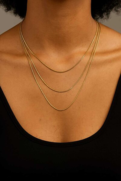 AURA قلادة نسائية من الفولاذ 3 قطع 38+5 سم