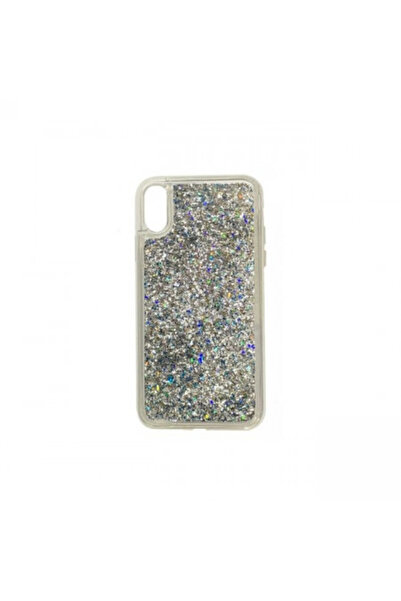 Cyclop Θήκη σιλικόνης για iPhone X/Xs με υγρά αστέρια glitter, ασημί
