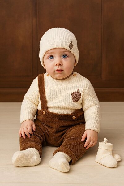 Luna Kids Store Premium Kadife Salopet 4'lü Takım