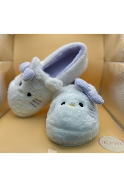 krm dünya ürünleri Sevimli Kedi Desenli Kurdeleli Peluş Panduf