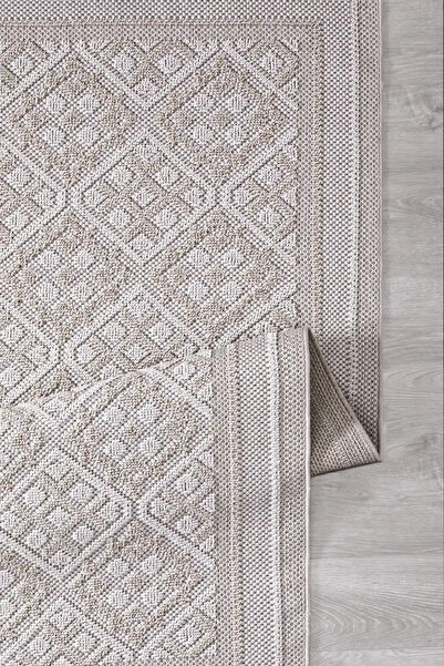 SANRUGS Home & Living Bukle ve Sisal Dokuma Hav Vermeyen Anti Alerjik Püsküllü Modern Makine Halısı Salon Oturma Odası