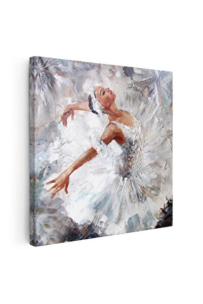 Tablou Canvas Tablou pictura in ulei balerina, alb, gri, maro, cod 1405