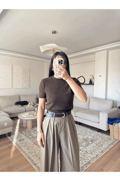 Tavie Kısa kollu kazak-Kahverengi - STD