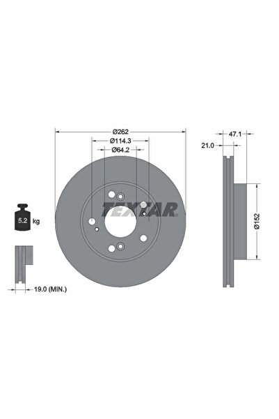 TEXTAR Спирачен диск Acura Rsx Coupe Honda Civic 7/Civic 8 Sedan/Civic 9
