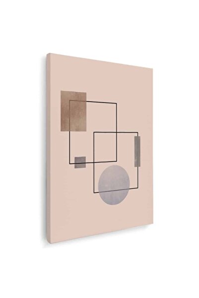 Tablou Canvas Boho forme geometrice in nuante maro, gri, crem, cod 1060