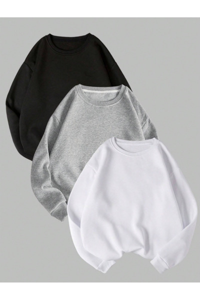 Framgan Unisex ženske/muške crne, sive, bele majice bez kragna, 3 komada